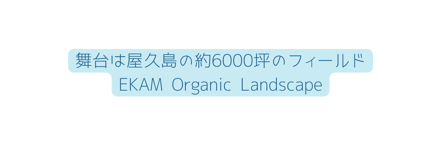 舞台は屋久島の約6000坪のフィールド EKAM Organic Landscape